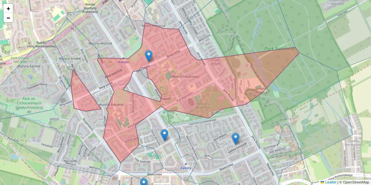 Szczegółowa mapa kodu pocztowego 02-793 z granicami, sąsiednimi kodami pocztowymi i urzędami pocztowymi
