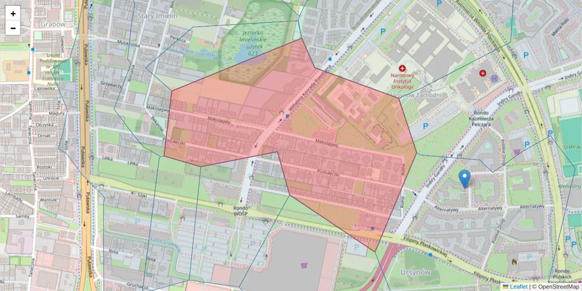 Szczegółowa mapa kodu pocztowego 02-811 z granicami, sąsiednimi kodami pocztowymi i urzędami pocztowymi