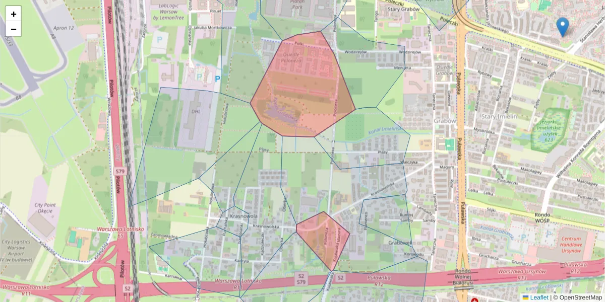 Szczegółowa mapa kodu pocztowego 02-826 z granicami, sąsiednimi kodami pocztowymi i urzędami pocztowymi