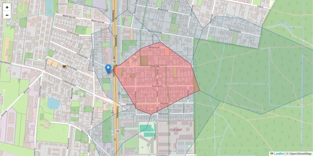 Szczegółowa mapa kodu pocztowego 02-836 z granicami, sąsiednimi kodami pocztowymi i urzędami pocztowymi