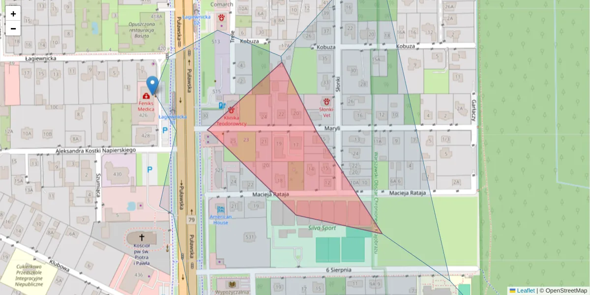Szczegółowa mapa kodu pocztowego 02-842 z granicami, sąsiednimi kodami pocztowymi i urzędami pocztowymi