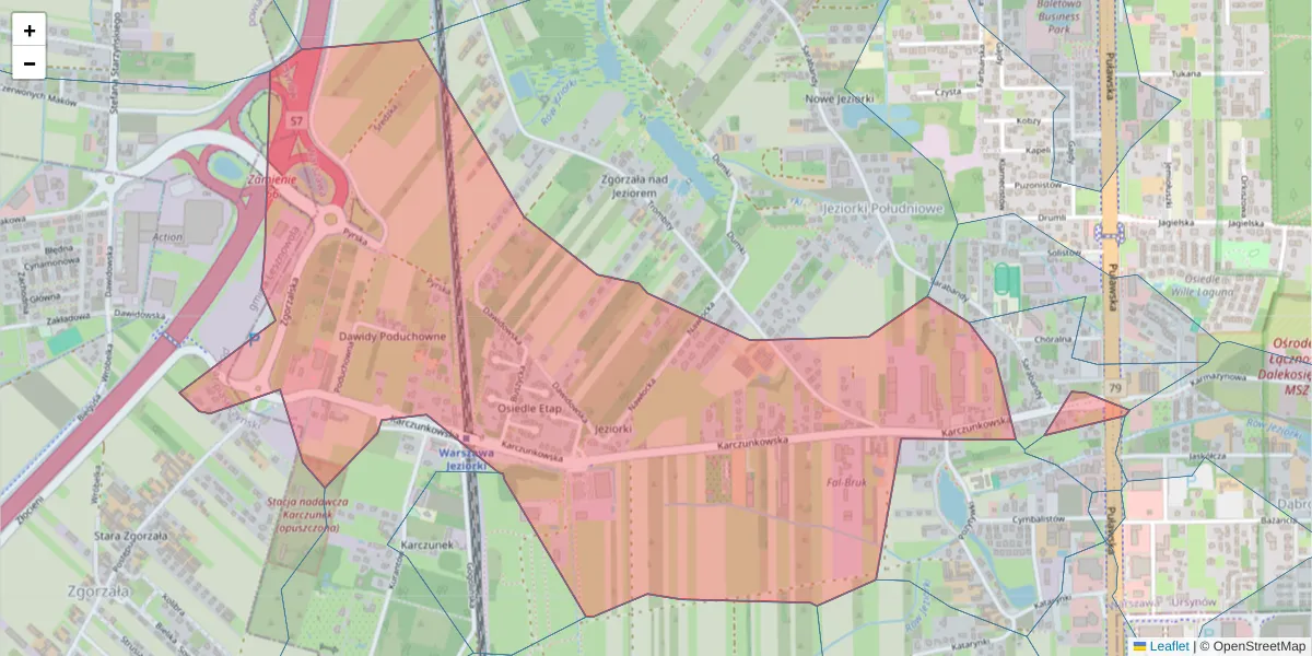 Szczegółowa mapa kodu pocztowego 02-871 z granicami, sąsiednimi kodami pocztowymi i urzędami pocztowymi