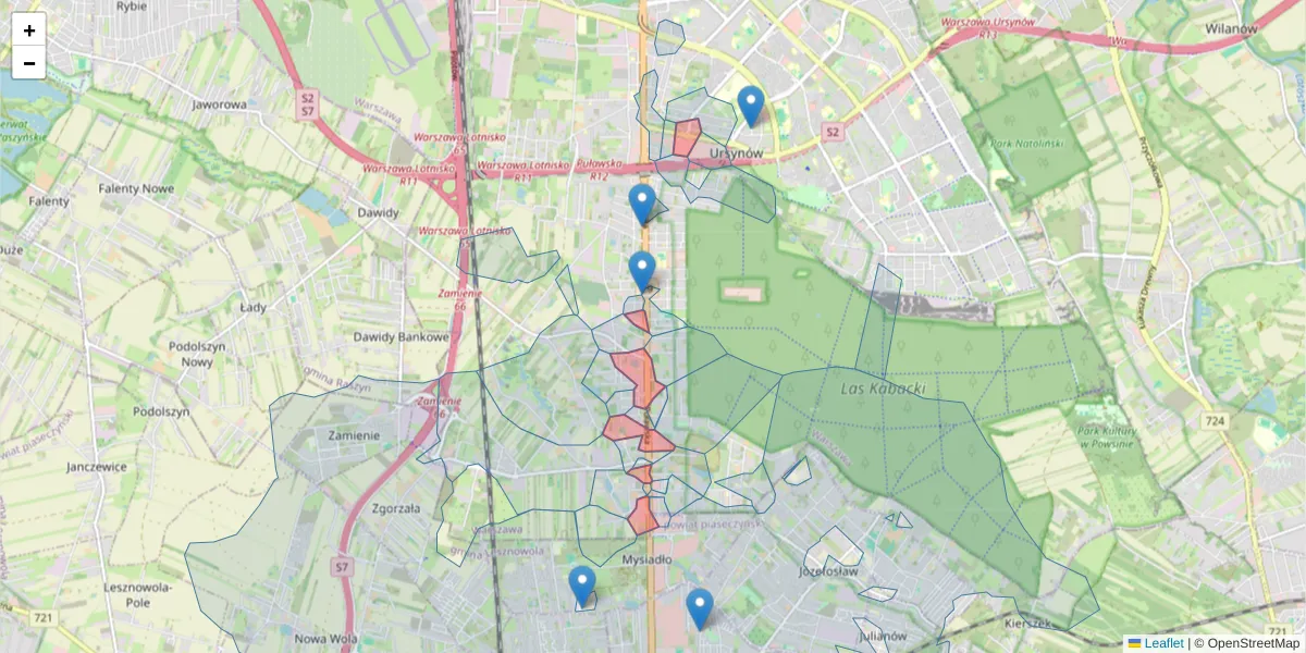 Szczegółowa mapa kodu pocztowego 02-884 z granicami, sąsiednimi kodami pocztowymi i urzędami pocztowymi