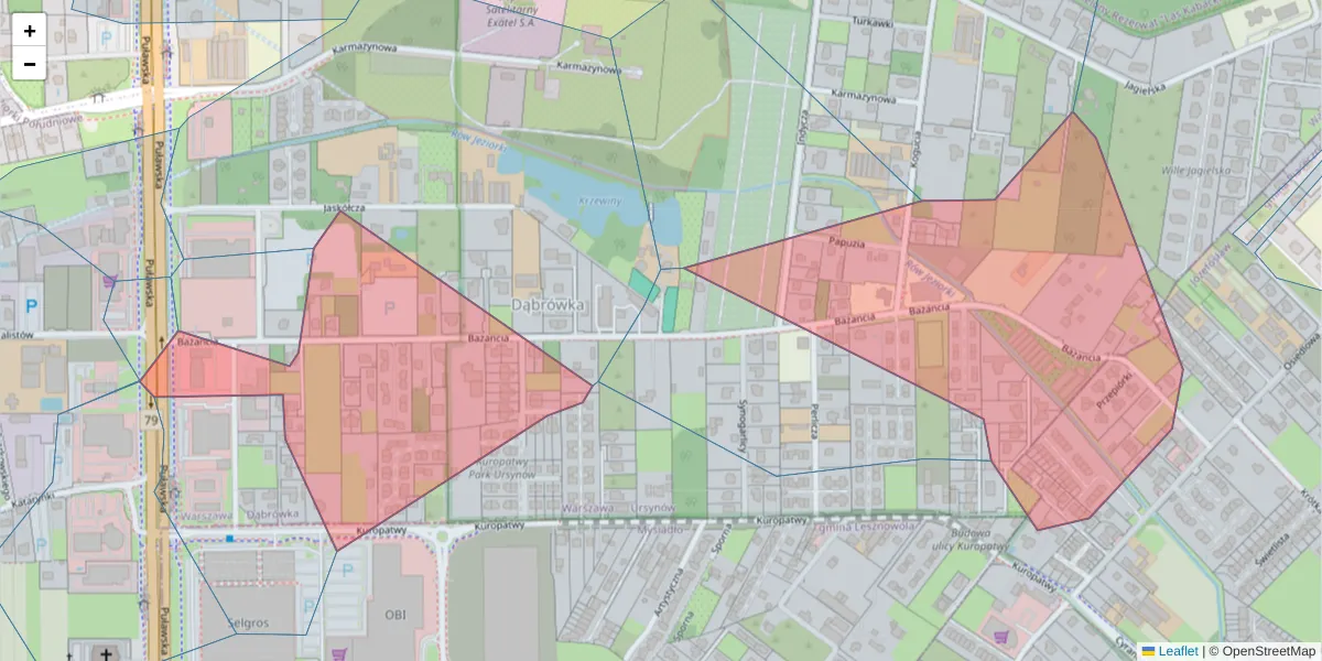 Szczegółowa mapa kodu pocztowego 02-892 z granicami, sąsiednimi kodami pocztowymi i urzędami pocztowymi