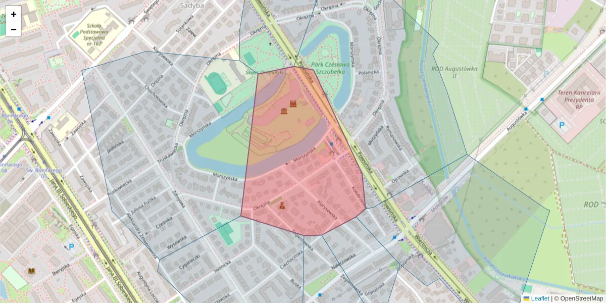 Szczegółowa mapa kodu pocztowego 02-925 z granicami, sąsiednimi kodami pocztowymi i urzędami pocztowymi