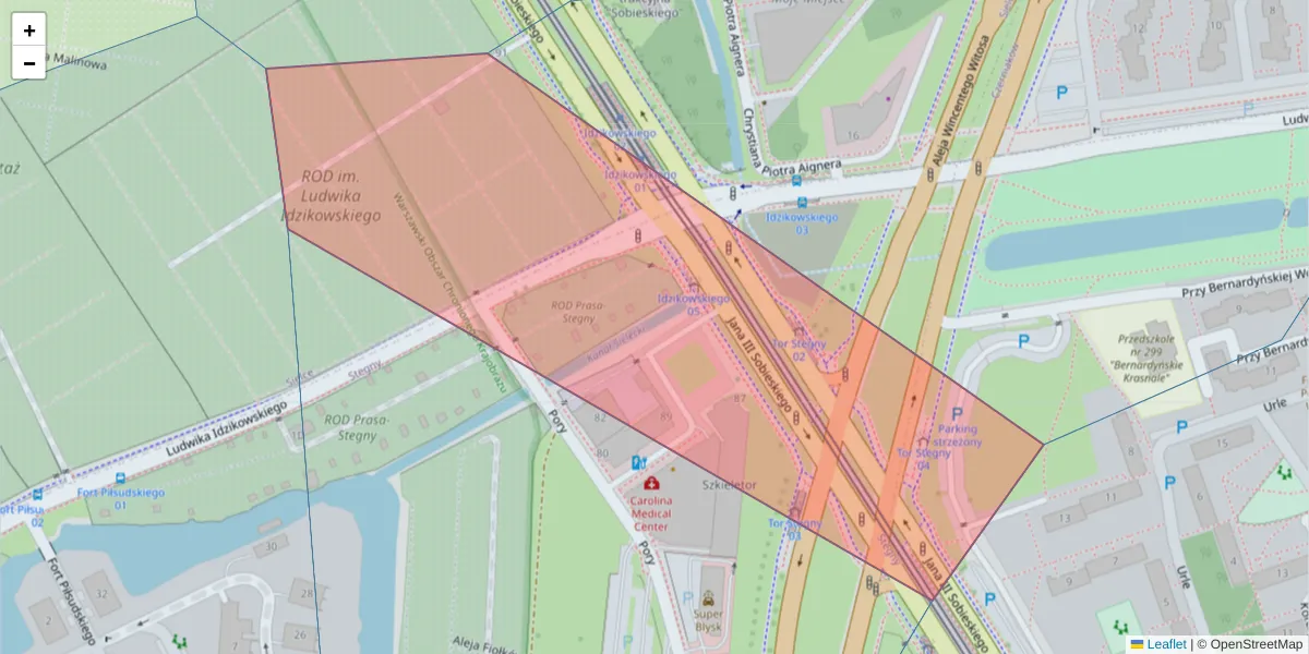Szczegółowa mapa kodu pocztowego 02-941 z granicami, sąsiednimi kodami pocztowymi i urzędami pocztowymi