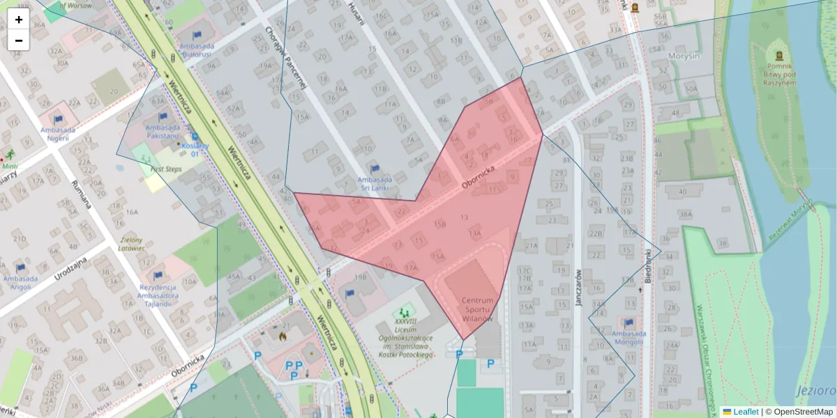 Szczegółowa mapa kodu pocztowego 02-948 z granicami, sąsiednimi kodami pocztowymi i urzędami pocztowymi