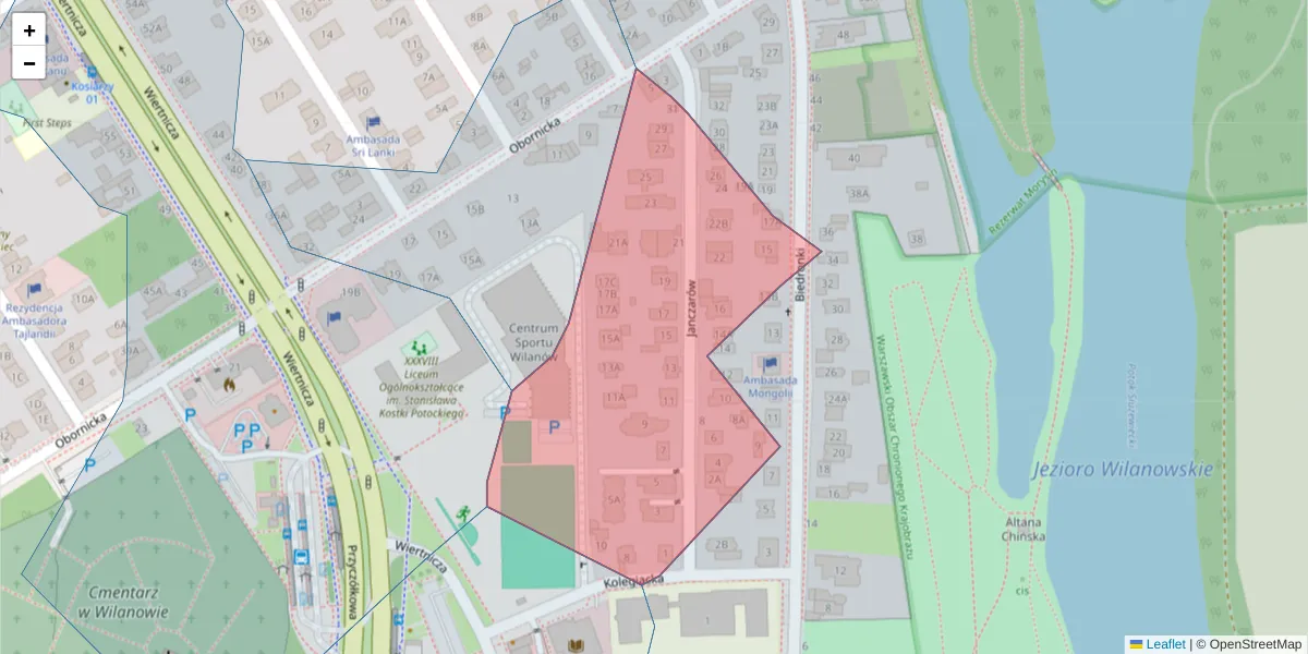 Szczegółowa mapa kodu pocztowego 02-960 z granicami, sąsiednimi kodami pocztowymi i urzędami pocztowymi