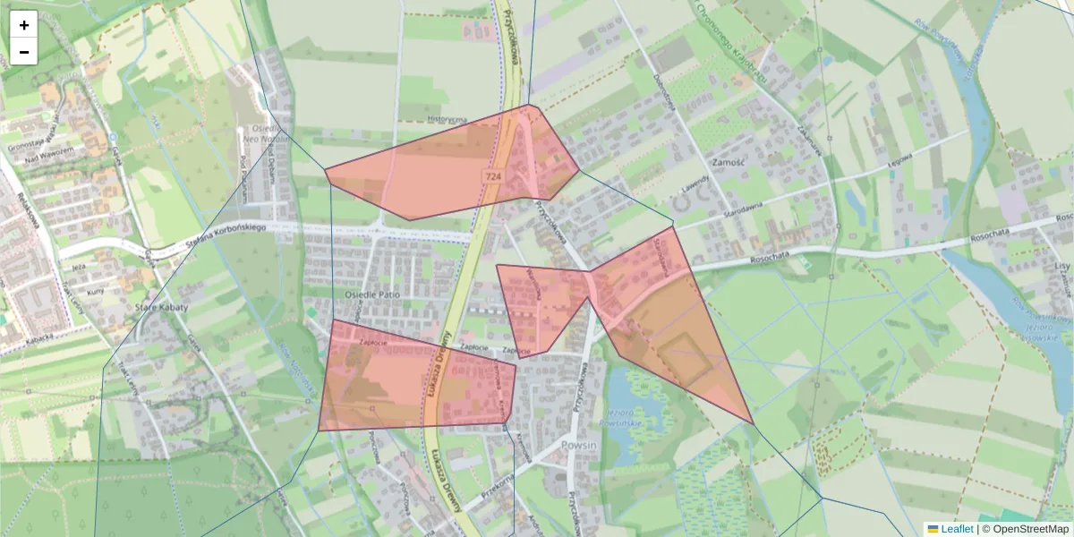 Szczegółowa mapa kodu pocztowego 02-969 z granicami, sąsiednimi kodami pocztowymi i urzędami pocztowymi