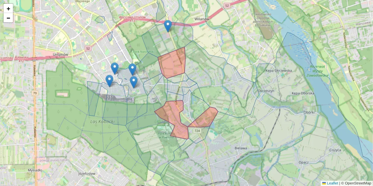 Szczegółowa mapa kodu pocztowego 02-971 z granicami, sąsiednimi kodami pocztowymi i urzędami pocztowymi