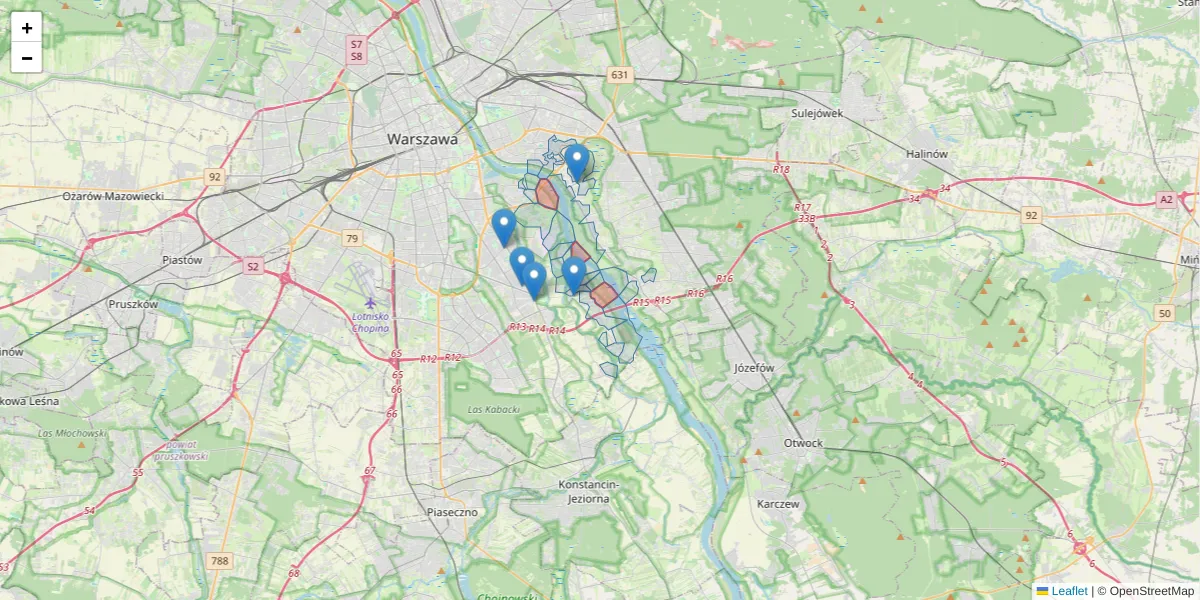 Szczegółowa mapa kodu pocztowego 02-986 z granicami, sąsiednimi kodami pocztowymi i urzędami pocztowymi