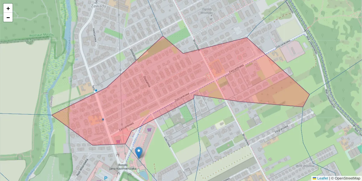 Szczegółowa mapa kodu pocztowego 02-989 z granicami, sąsiednimi kodami pocztowymi i urzędami pocztowymi