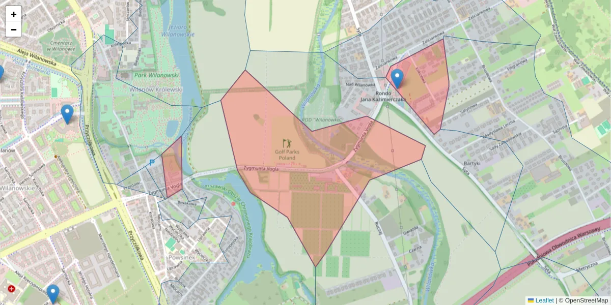 Szczegółowa mapa kodu pocztowego 02-990 z granicami, sąsiednimi kodami pocztowymi i urzędami pocztowymi