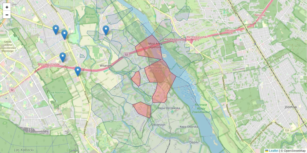 Szczegółowa mapa kodu pocztowego 02-995 z granicami, sąsiednimi kodami pocztowymi i urzędami pocztowymi