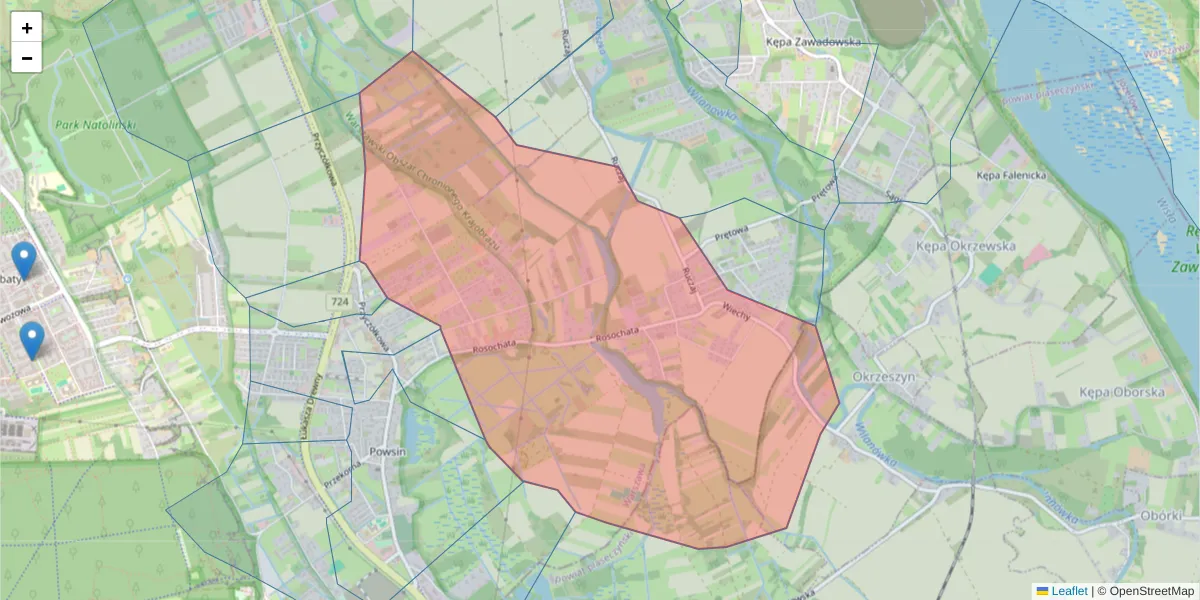 Szczegółowa mapa kodu pocztowego 02-998 z granicami, sąsiednimi kodami pocztowymi i urzędami pocztowymi
