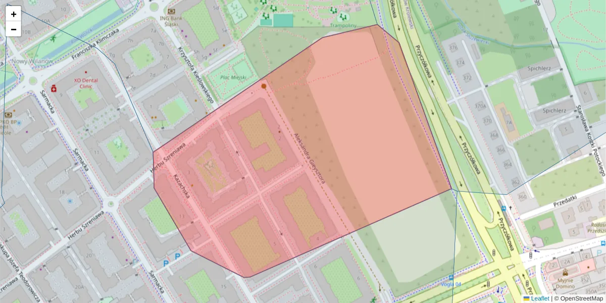 Szczegółowa mapa kodu pocztowego 02-999 z granicami, sąsiednimi kodami pocztowymi i urzędami pocztowymi