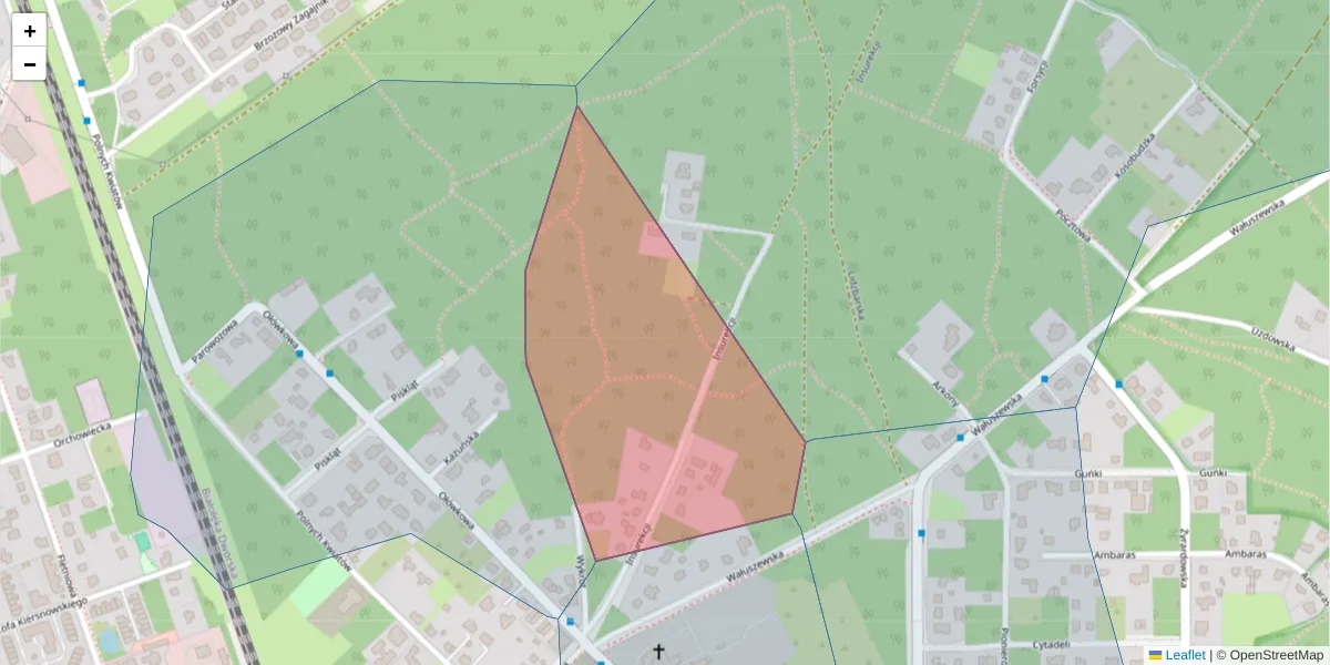 Szczegółowa mapa kodu pocztowego 03-004 z granicami, sąsiednimi kodami pocztowymi i urzędami pocztowymi