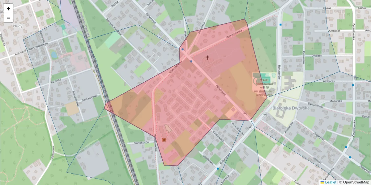 Szczegółowa mapa kodu pocztowego 03-005 z granicami, sąsiednimi kodami pocztowymi i urzędami pocztowymi
