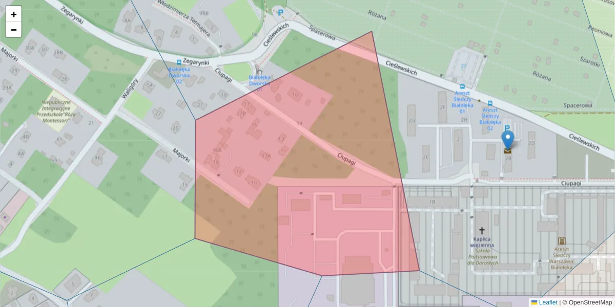 Szczegółowa mapa kodu pocztowego 03-016 z granicami, sąsiednimi kodami pocztowymi i urzędami pocztowymi