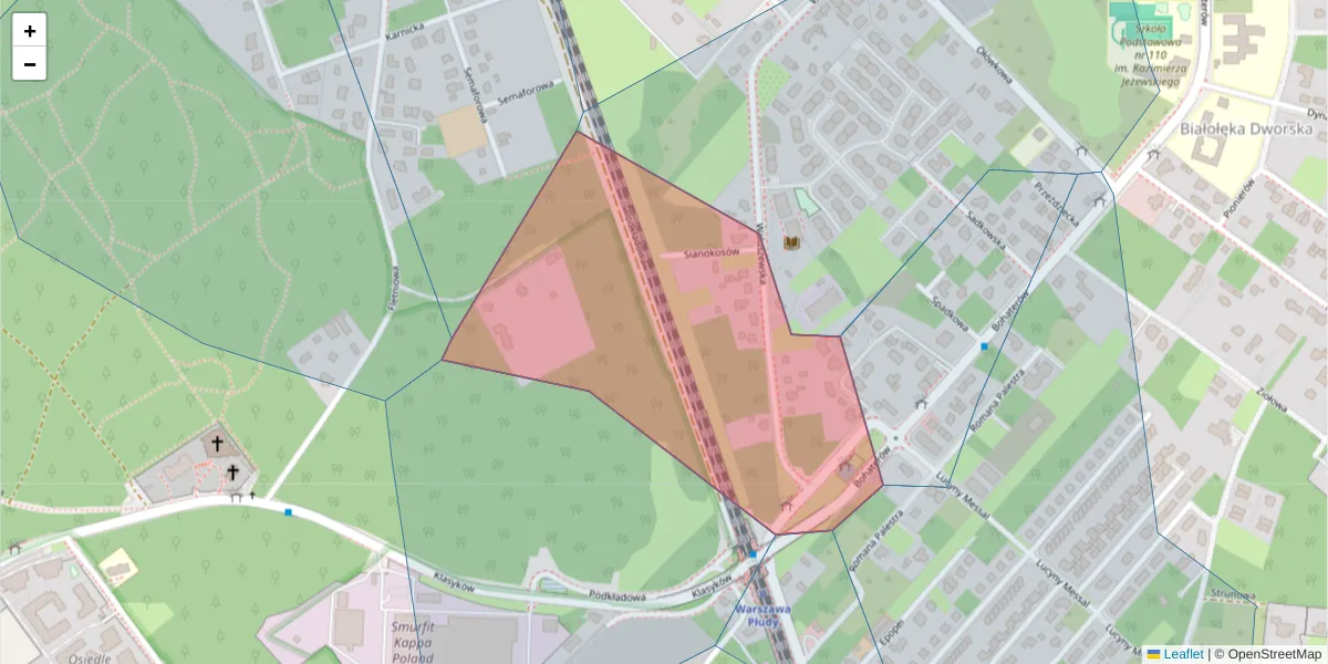 Szczegółowa mapa kodu pocztowego 03-024 z granicami, sąsiednimi kodami pocztowymi i urzędami pocztowymi