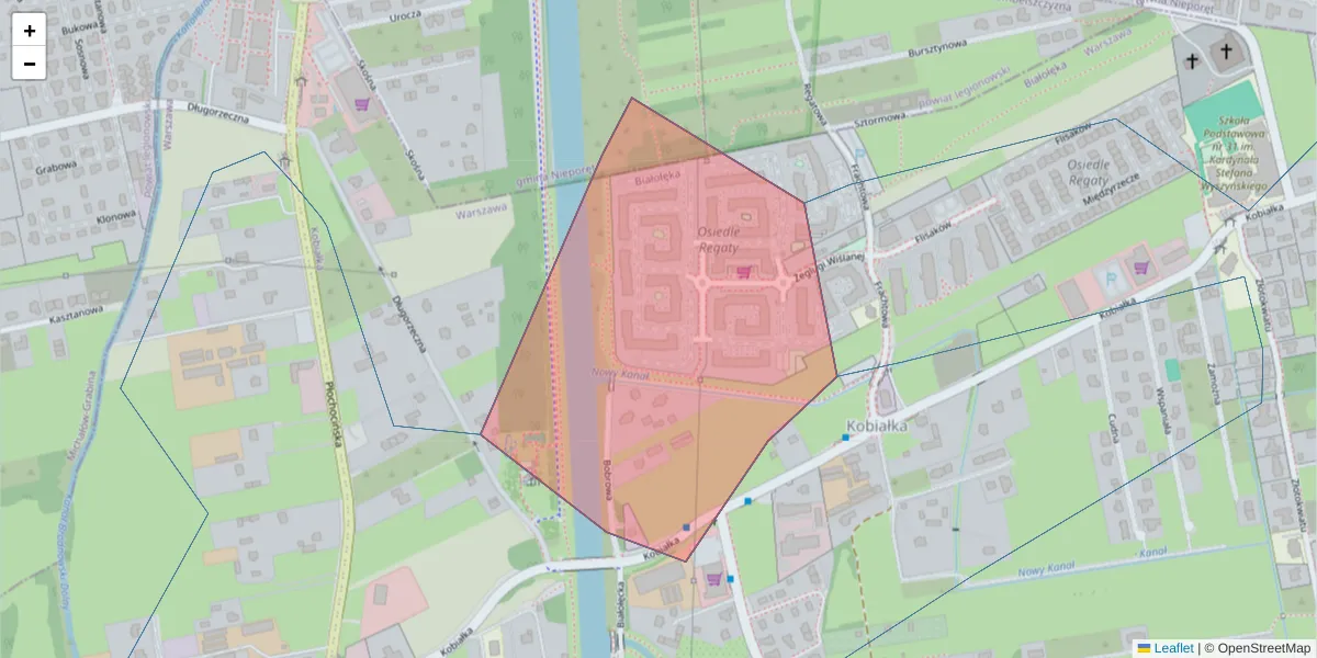 Szczegółowa mapa kodu pocztowego 03-043 z granicami, sąsiednimi kodami pocztowymi i urzędami pocztowymi