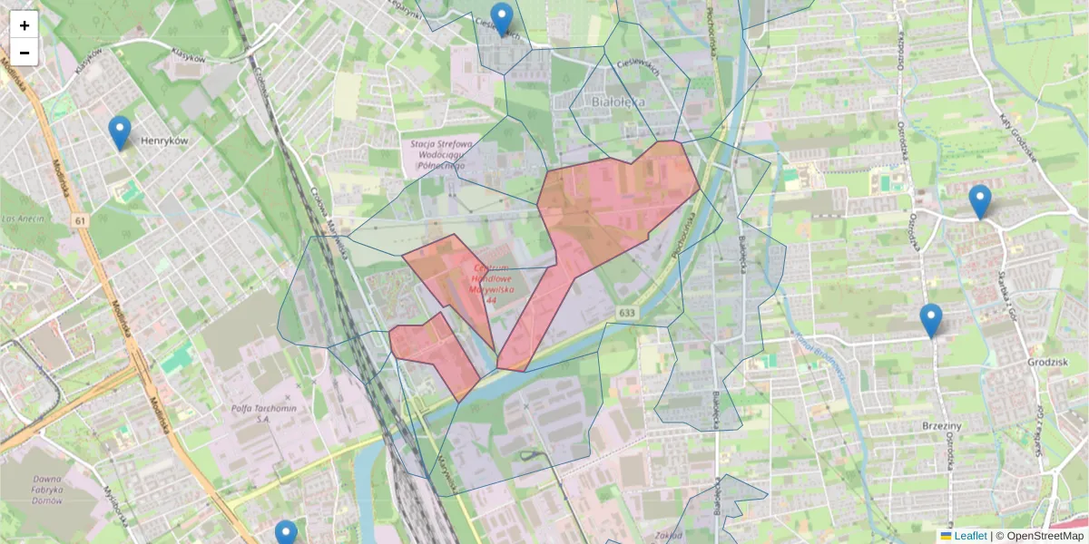 Szczegółowa mapa kodu pocztowego 03-046 z granicami, sąsiednimi kodami pocztowymi i urzędami pocztowymi