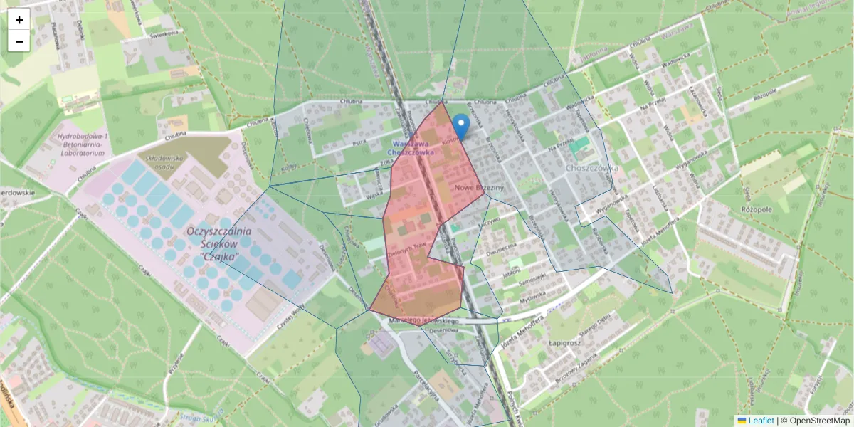 Szczegółowa mapa kodu pocztowego 03-068 z granicami, sąsiednimi kodami pocztowymi i urzędami pocztowymi