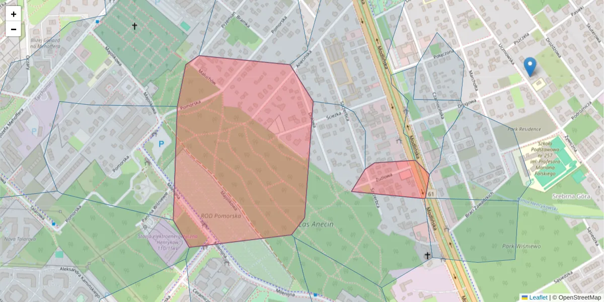 Szczegółowa mapa kodu pocztowego 03-108 z granicami, sąsiednimi kodami pocztowymi i urzędami pocztowymi
