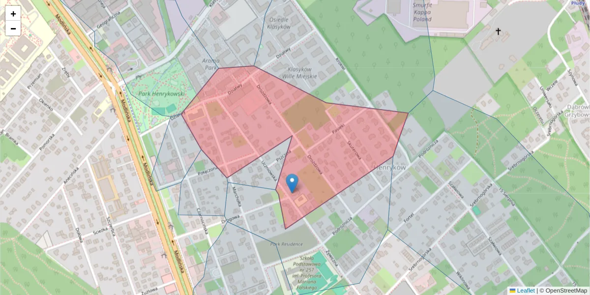 Szczegółowa mapa kodu pocztowego 03-112 z granicami, sąsiednimi kodami pocztowymi i urzędami pocztowymi