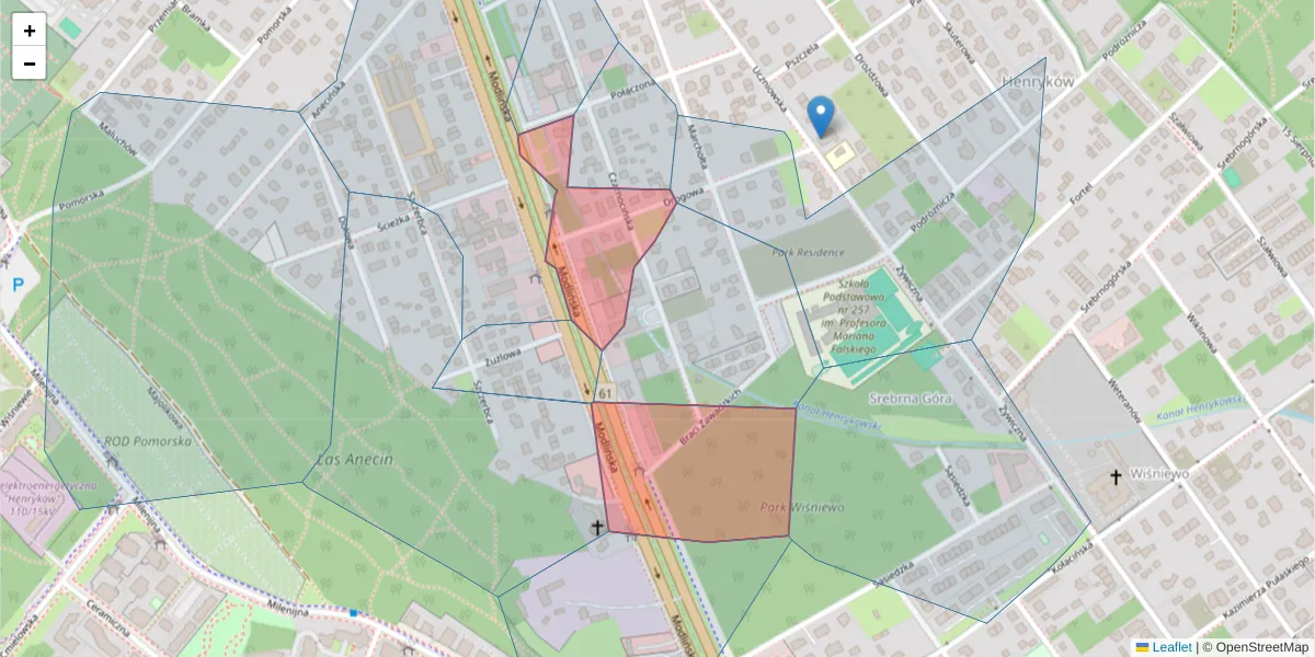 Szczegółowa mapa kodu pocztowego 03-119 z granicami, sąsiednimi kodami pocztowymi i urzędami pocztowymi