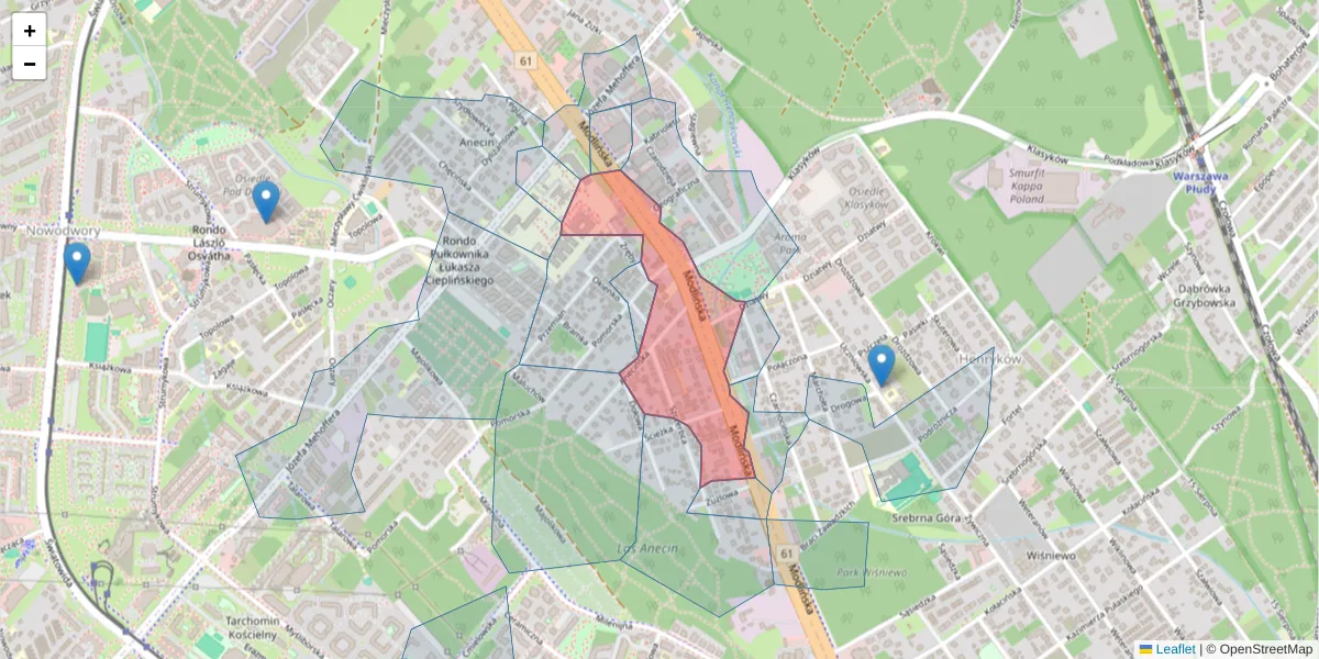 Szczegółowa mapa kodu pocztowego 03-120 z granicami, sąsiednimi kodami pocztowymi i urzędami pocztowymi