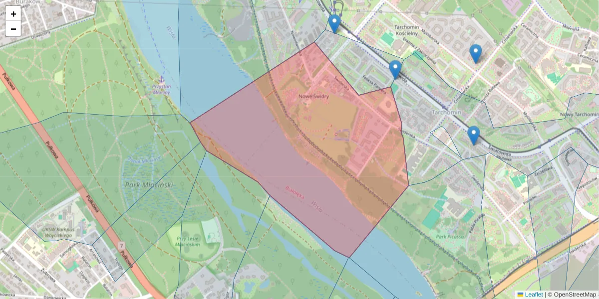 Szczegółowa mapa kodu pocztowego 03-128 z granicami, sąsiednimi kodami pocztowymi i urzędami pocztowymi