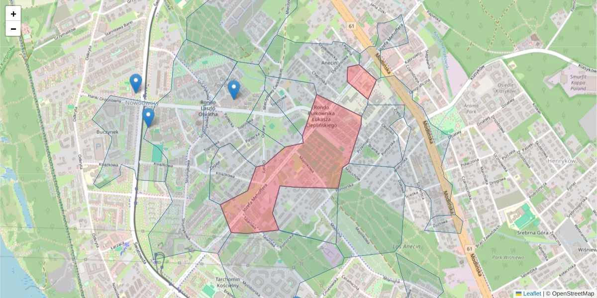 Szczegółowa mapa kodu pocztowego 03-131 z granicami, sąsiednimi kodami pocztowymi i urzędami pocztowymi