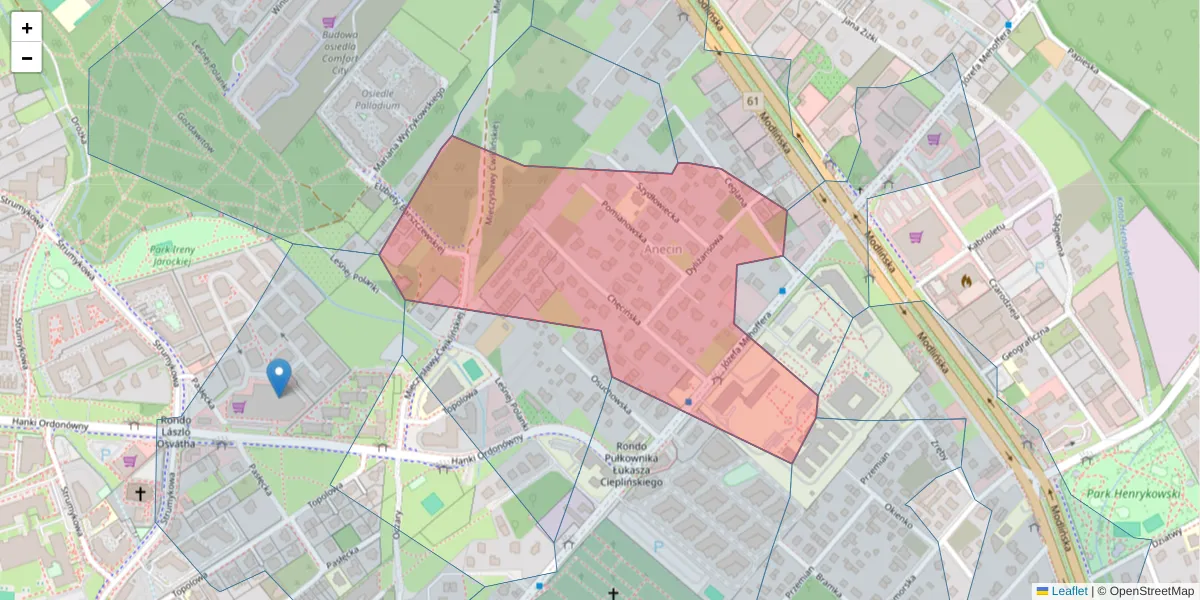 Szczegółowa mapa kodu pocztowego 03-136 z granicami, sąsiednimi kodami pocztowymi i urzędami pocztowymi