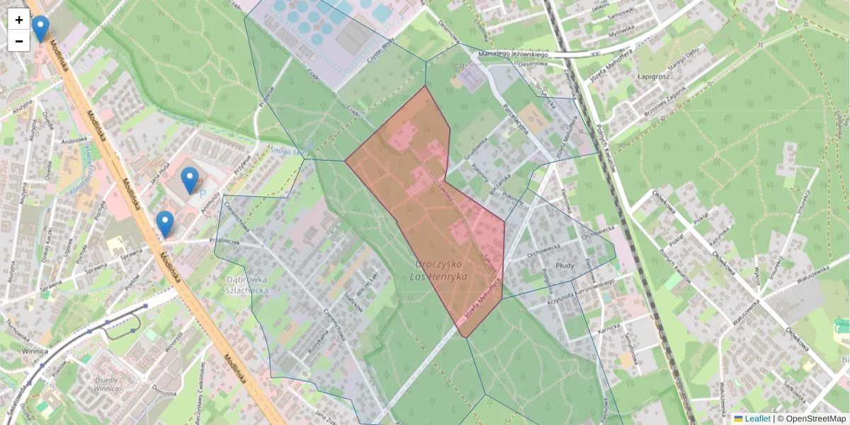 Szczegółowa mapa kodu pocztowego 03-154 z granicami, sąsiednimi kodami pocztowymi i urzędami pocztowymi