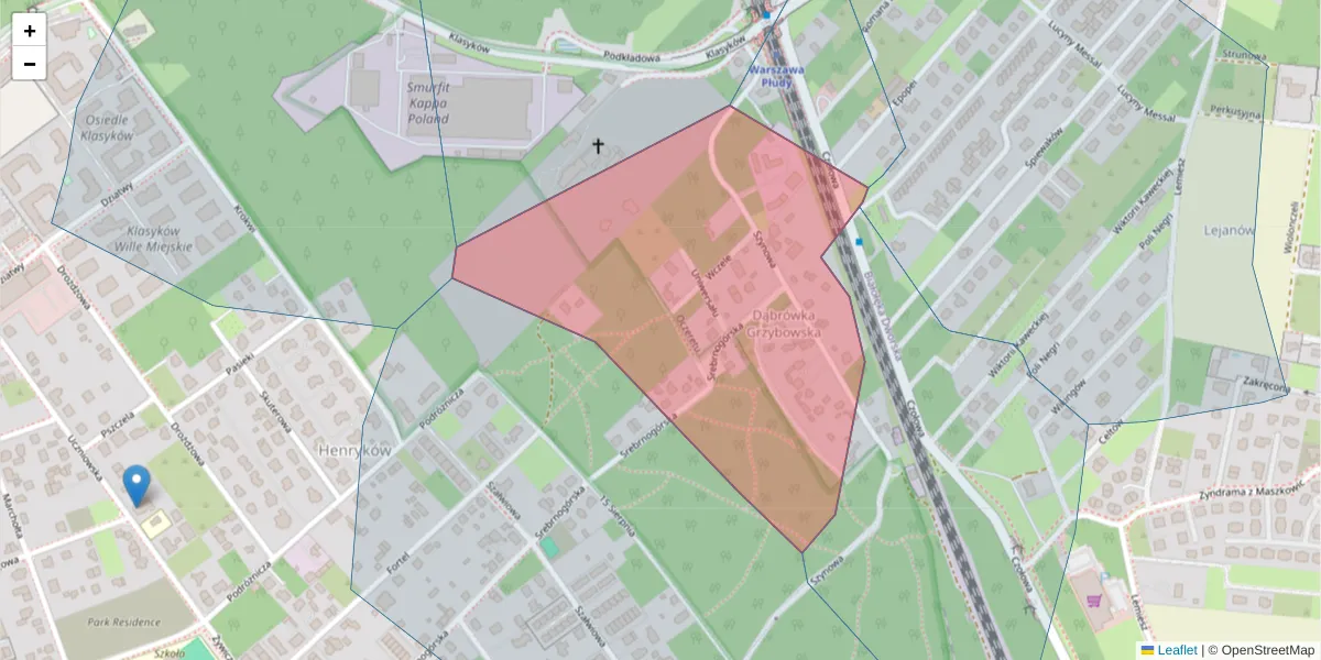 Szczegółowa mapa kodu pocztowego 03-164 z granicami, sąsiednimi kodami pocztowymi i urzędami pocztowymi