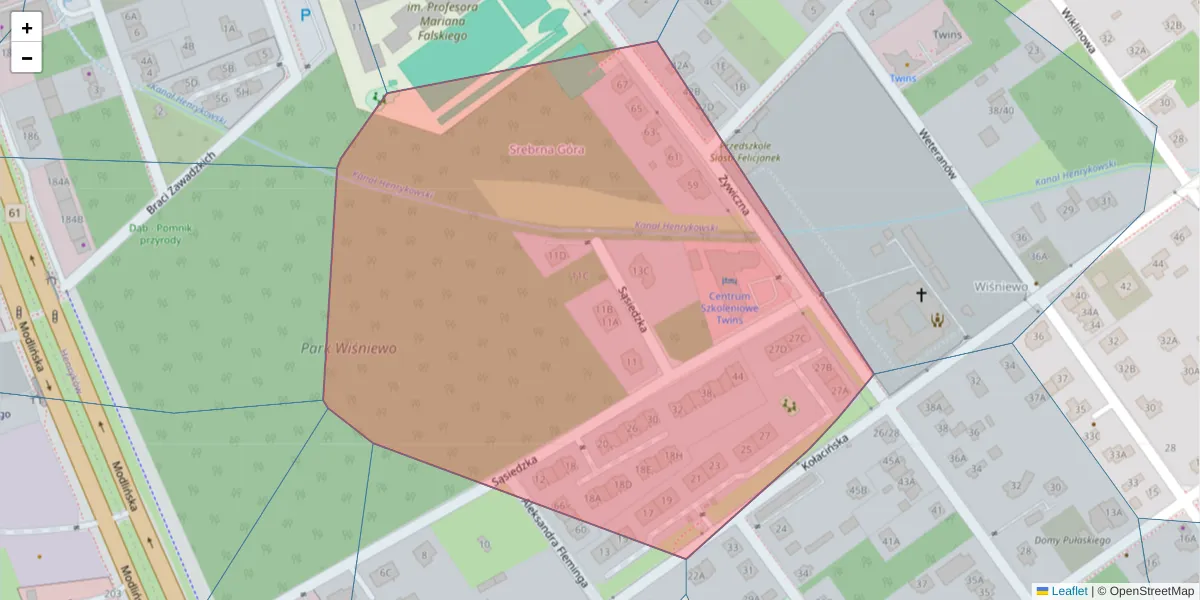 Szczegółowa mapa kodu pocztowego 03-168 z granicami, sąsiednimi kodami pocztowymi i urzędami pocztowymi