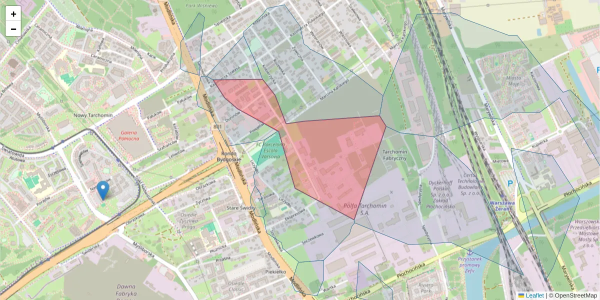 Szczegółowa mapa kodu pocztowego 03-176 z granicami, sąsiednimi kodami pocztowymi i urzędami pocztowymi