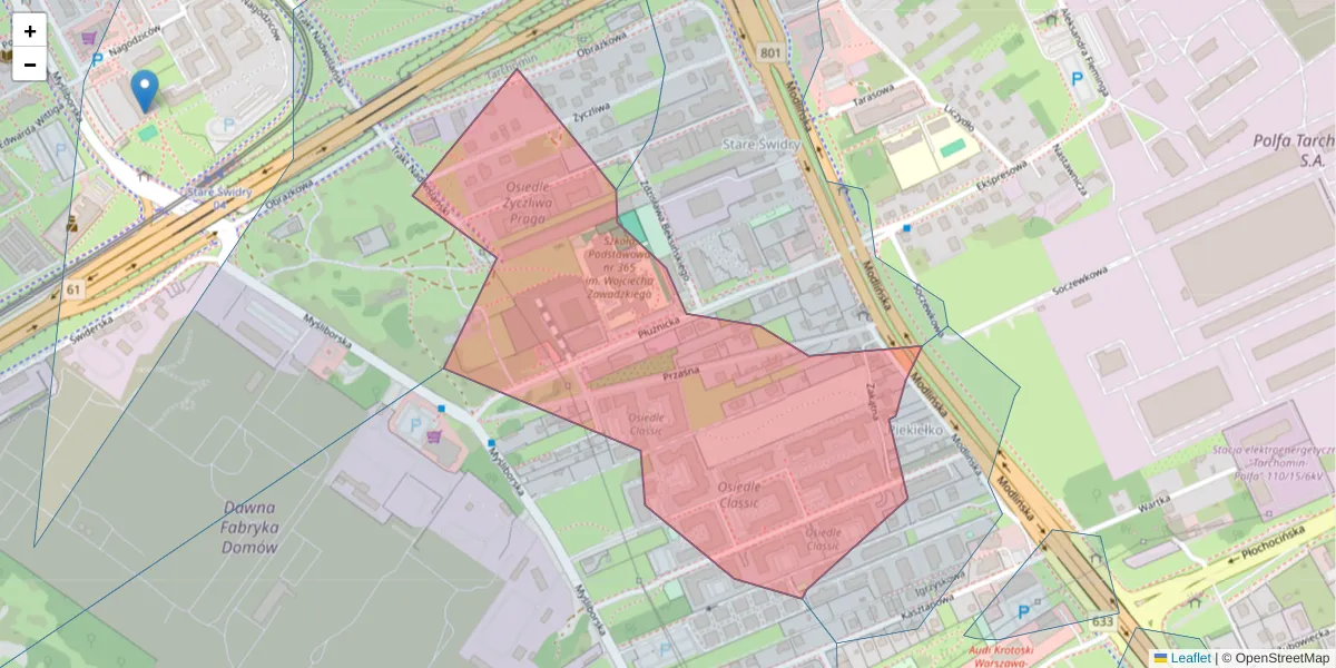 Szczegółowa mapa kodu pocztowego 03-184 z granicami, sąsiednimi kodami pocztowymi i urzędami pocztowymi