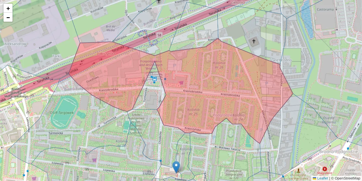 Szczegółowa mapa kodu pocztowego 03-214 z granicami, sąsiednimi kodami pocztowymi i urzędami pocztowymi