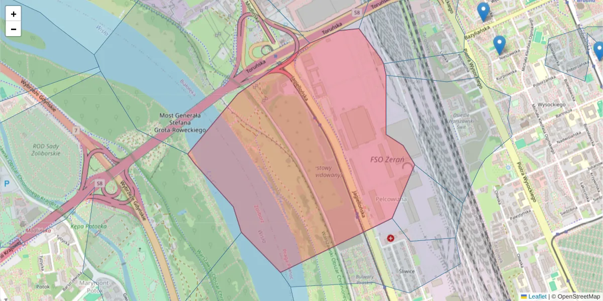 Szczegółowa mapa kodu pocztowego 03-215 z granicami, sąsiednimi kodami pocztowymi i urzędami pocztowymi
