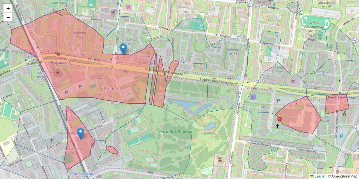 Szczegółowa mapa kodu pocztowego 03-242 z granicami, sąsiednimi kodami pocztowymi i urzędami pocztowymi