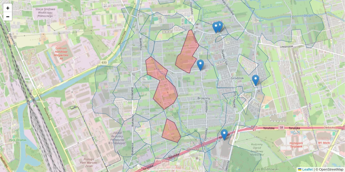 Szczegółowa mapa kodu pocztowego 03-257 z granicami, sąsiednimi kodami pocztowymi i urzędami pocztowymi