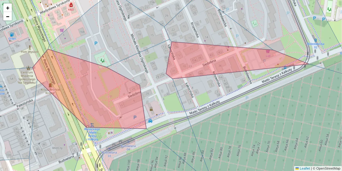 Szczegółowa mapa kodu pocztowego 03-317 z granicami, sąsiednimi kodami pocztowymi i urzędami pocztowymi