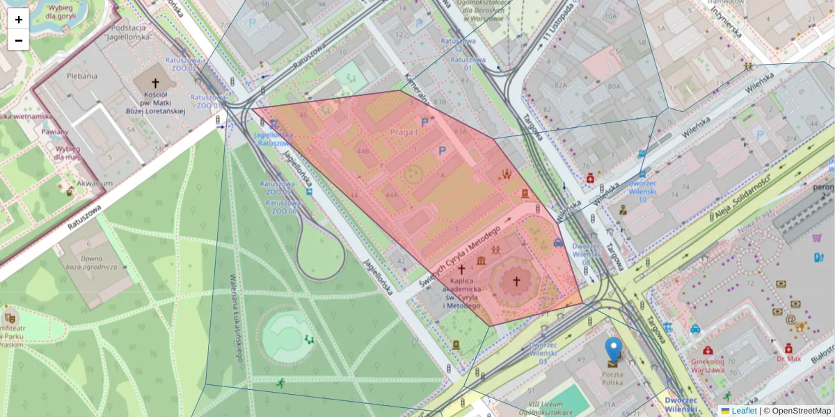 Szczegółowa mapa kodu pocztowego 03-403 z granicami, sąsiednimi kodami pocztowymi i urzędami pocztowymi