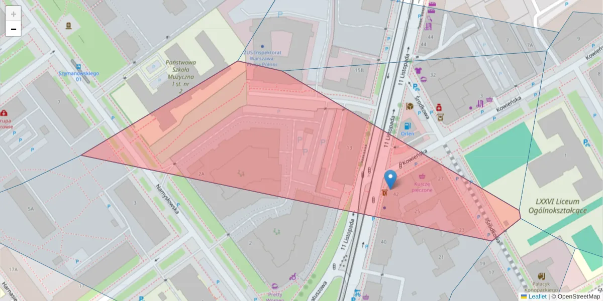 Szczegółowa mapa kodu pocztowego 03-421 z granicami, sąsiednimi kodami pocztowymi i urzędami pocztowymi