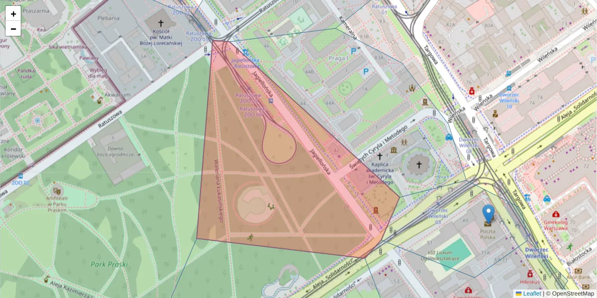 Szczegółowa mapa kodu pocztowego 03-462 z granicami, sąsiednimi kodami pocztowymi i urzędami pocztowymi