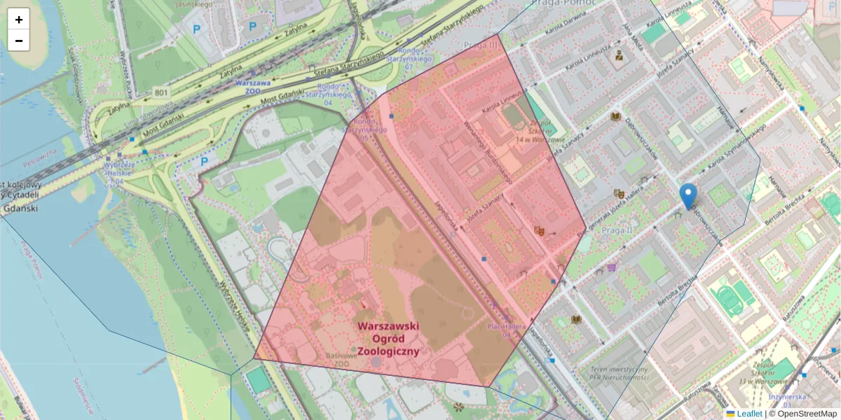 Szczegółowa mapa kodu pocztowego 03-465 z granicami, sąsiednimi kodami pocztowymi i urzędami pocztowymi