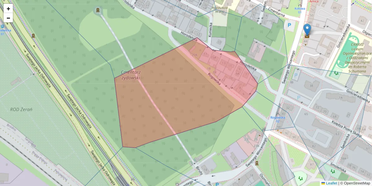 Szczegółowa mapa kodu pocztowego 03-521 z granicami, sąsiednimi kodami pocztowymi i urzędami pocztowymi