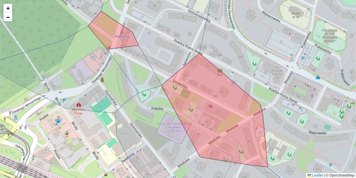 Szczegółowa mapa kodu pocztowego 03-528 z granicami, sąsiednimi kodami pocztowymi i urzędami pocztowymi
